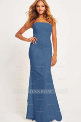 Strapless Sleeveless Long Mermaid Formal Dress With Appliques