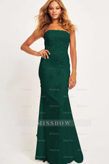 Strapless Sleeveless Long Mermaid Formal Dress With Appliques