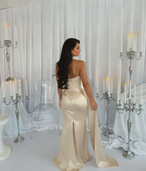 Strapless Sleeveless Long Mermaid Formal Dress With Beading Pleated