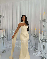 Strapless Sleeveless Long Mermaid Formal Dress With Beading Pleated