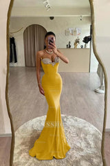 Strapless Sleeveless Long Mermaid Formal Dress With Beading Pleated