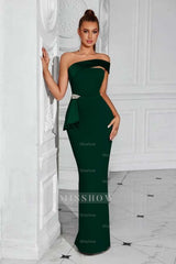 Strapless Sleeveless Long Mermaid Formal Dress With Pleated Beading