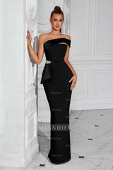 Strapless Sleeveless Long Mermaid Formal Dress With Pleated Beading