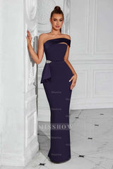 Strapless Sleeveless Long Mermaid Formal Dress With Pleated Beading