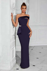 Strapless Sleeveless Long Mermaid Formal Dress With Pleated Beading