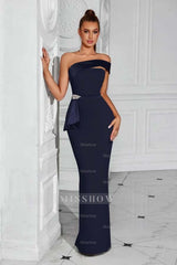 Strapless Sleeveless Long Mermaid Formal Dress With Pleated Beading