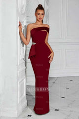 Strapless Sleeveless Long Mermaid Formal Dress With Pleated Beading