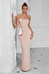 Strapless Sleeveless Long Mermaid Formal Dress With Pleated Beading