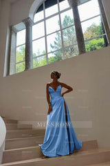 Strapless Sleeveless Long Mermaid Formal Dress With Split Pleated