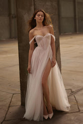 Strapless Sleeveless Off the Shoulder Long Formal Dress With Split