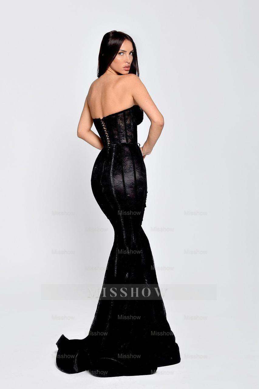 Strapless Sleeveless Sweetheart Long Mermaid Formal Dress With Belt