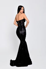 Strapless Sleeveless Sweetheart Long Mermaid Formal Dress With Belt