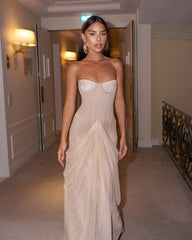 Strapless Sleeveless Sweetheart Long Mermaid Formal Dress With Pleated
