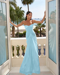 Strapless Sleeveless Sweetheart Long Mermaid Formal Dress With Pleated