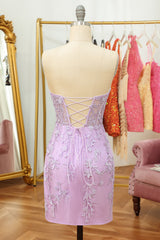 Lilac sweetheart applique bodycon homecoming dress