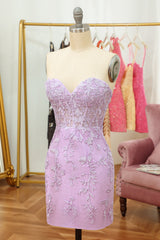 Lilac sweetheart applique bodycon homecoming dress