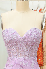 Lilac sweetheart applique bodycon homecoming dress