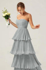 Strapless Sweetheart Sleeveless Long Formal Dress With Ruffles