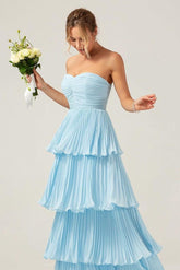 Strapless Sweetheart Sleeveless Long Formal Dress With Ruffles