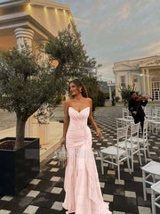 Strapless V Neck Sleeveless Long Formal Dress With Pleated Ruffle