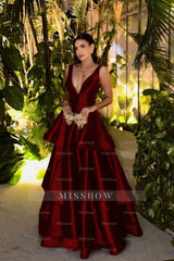 Straps Deep V Neck Sleeveless A Line Long Formal Dress With Pleated