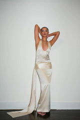 Straps Sleeveless Long Mermaid Formal Dress With Pleated Ruffles