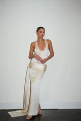 Straps Sleeveless Long Mermaid Formal Dress With Pleated Ruffles