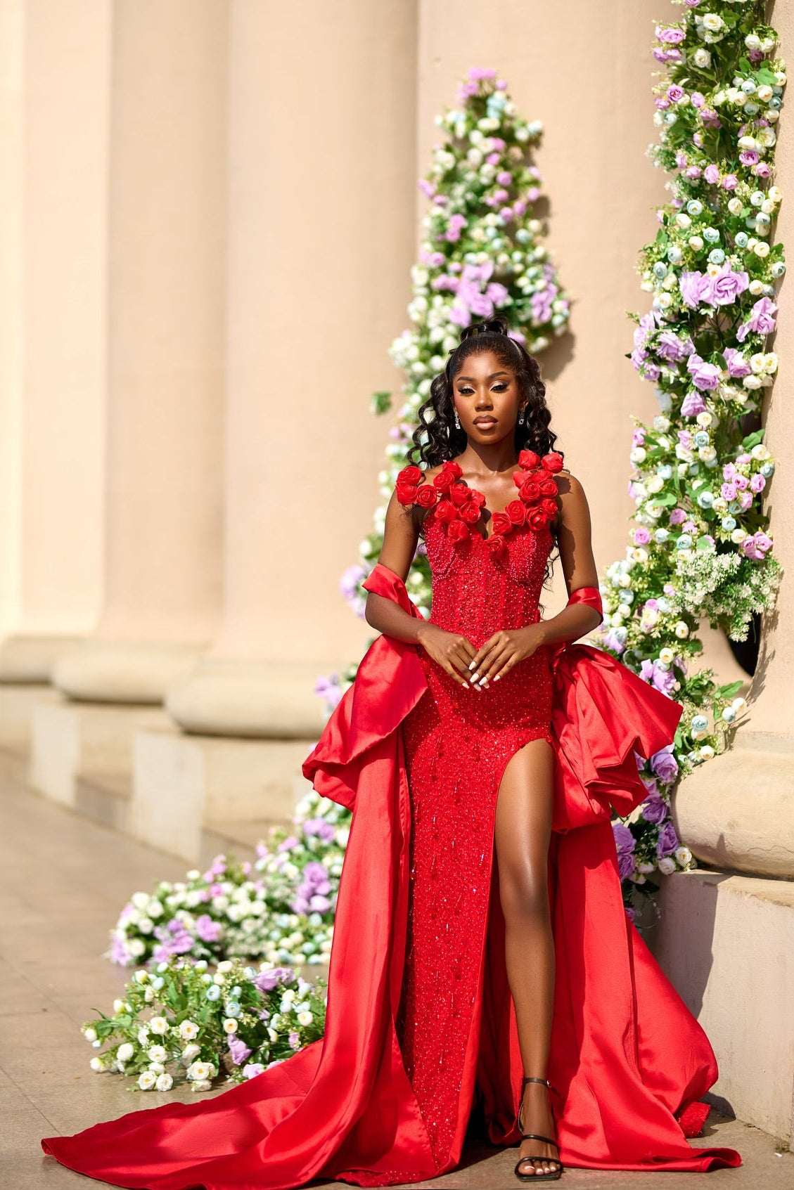 Striking Long Red V-Neck Sleeveless Mermaid Beaded Prom Dress with Sli – misshow.com Striking Long Red V-Neck Sleeveless Mermaid Beaded Prom Dress with Sli – misshow.com