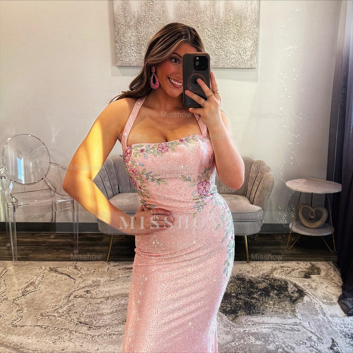 Stunning Long Lilac Halter Mermaid Corset Prom Dress