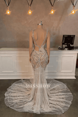 Stunning Long Mermaid One Shoulder Beading Sequined Sleeveless Prom Dress