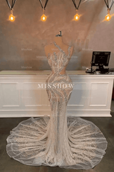 Stunning Long Mermaid One Shoulder Beading Sequined Sleeveless Prom Dress