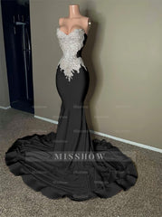 Stunning Pink Sleeveless Strapless Mermaid Long Formal Dress With Embroidery