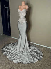 Stunning Pink Sleeveless Strapless Mermaid Long Formal Dress With Embroidery