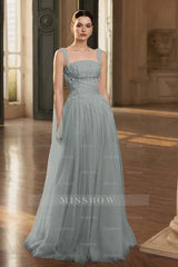 Stunning Tulle Straps Sleeveless Long Formal Dress With Beading