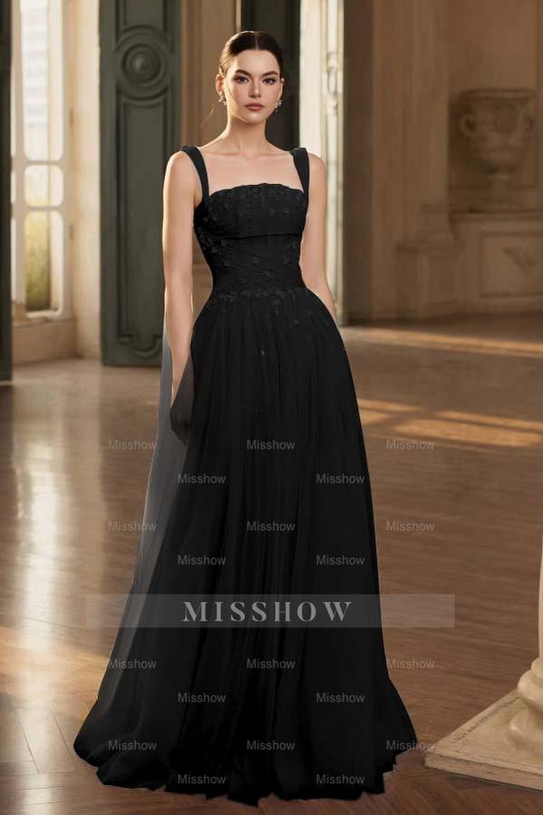 Stunning Tulle Straps Sleeveless Long Formal Dress With Beading