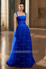 Stunning Tulle Straps Sleeveless Long Formal Dress With Beading