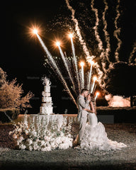 Stunning White Mermaid Spaghetti Straps Sleeveless Beaded Lace Organza Tiered Long Wedding Dress
