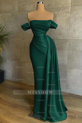 Stunning White Strapless Mermaid Pleated Long Formal Dress Off the Shoulder