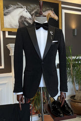 Stylish Black One Button Peaked Lapel Two-Piece Men’s Suit