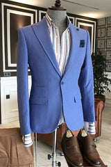 Stylish Blue Peaked Lapel Prom Suit For Men