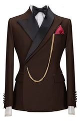 Stylish Brown Peaked Lapel Two-Piece Prom Ensemble for Men