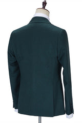 Stylish Dark Green Three Pieces Slim Fit Custom Prom Men’s Suits with Black Collar