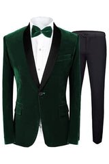 Stylish Deep Green Shawl Collar Two-Piece Groom's Wedding Attire