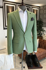 Stylish Forest Green Peaked Lapel Men's Prom Wear