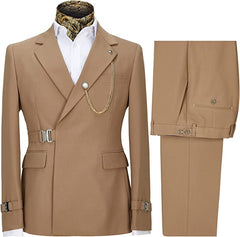 Stylish Khaki Men's Prom Suit With Notched Lapel