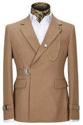 Stylish Khaki Men's Prom Suit With Notched Lapel