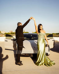 Stylish Long Green Sweetheart Sleeveless Mermaid Prom Dress with Appliques