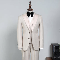 Stylish Off White Peak Lapel Two Button Men’s Business Suit
