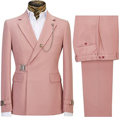 Stylish Pink Notched Lapel Men's Prom Suit