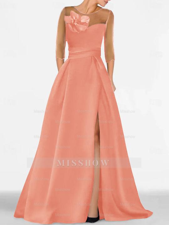 Sweetheart A-Line Princess Gown with 3/4 Sleeves and Lace Floral Detail for the Mother of the Bride